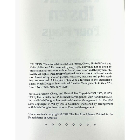 Henrik Ibsen Four Plays Franklin Library Vintage 1979 Illustrated Tony Eubanks - Picture 3 of 11